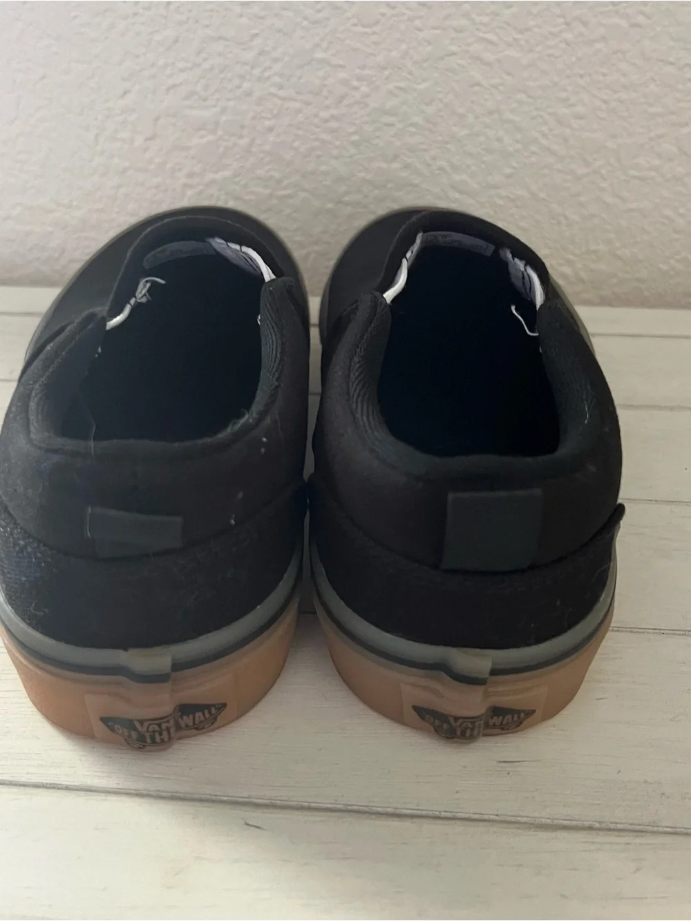 Vans Black Slip-On Sneakers with Gum Sole